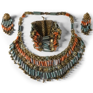 Egyptian Faience and Carnelian Beads in Victorian Necklace Set