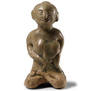 Thai Green-Glazed Mother and Child Figurine