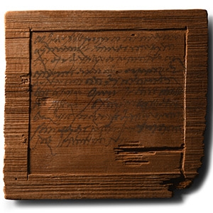 Inked Wooden Tablet for a Contract Between Bassus and Neronianus