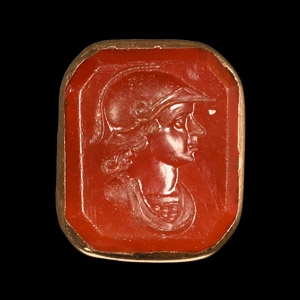 Georgian Gold Fob Seal Pendant with Helmetted Bust Gemstone