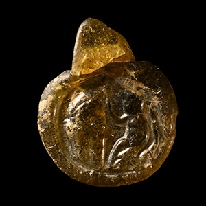 Byzantine Glass Medallion Pendant with Moses Hitting the Rock