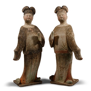 Tang Terracotta Court Lady Pair