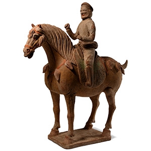 Large Chinese Tang Terracotta Horse and Rider