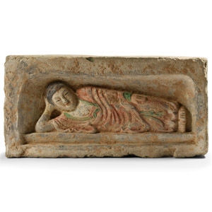 Large Chinese Wei Terracotta Brick with Lying Buddha