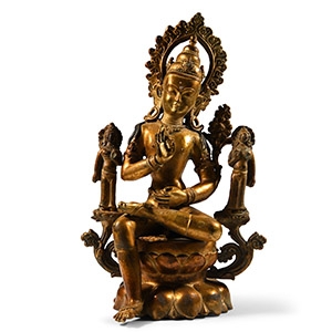 Sino-Tibetan Gilt Bronze Buddha Statue