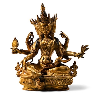 Sino-Tibetan Gilt Bronze Bodhisattva Statue