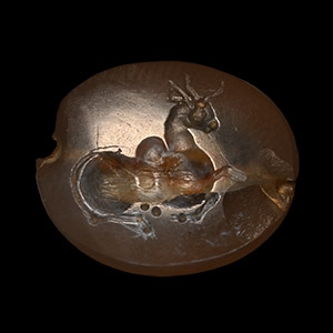 Graeco-Parthian Grey Chalcedony Stamp Seal with Horse