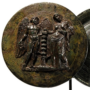 Bronze Mirror with God and Goddess of Love, Eros and Aphrodite