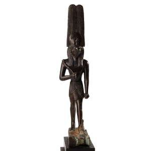 Egyptian Bronze Striding Figure of Montu the Falcon God of War