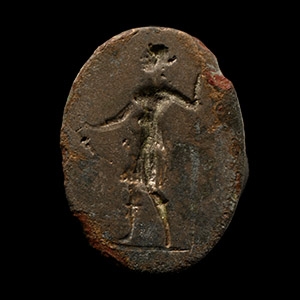 Greek Silver Ring with the Goddess Artemis Standing