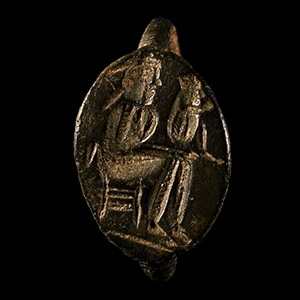 Romano-Parthian Ring with Trader and Seated Child