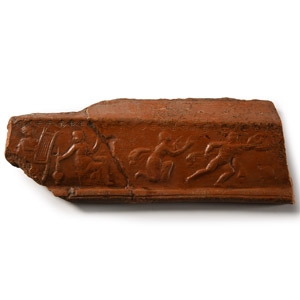 Roman Redware Pottery Sherd with Achilles and Thetis