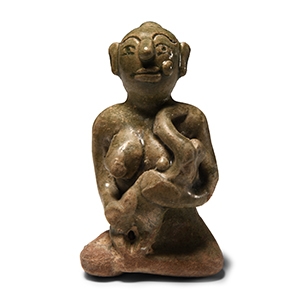 Thai Glazed Terracotta Mother and Child Figure