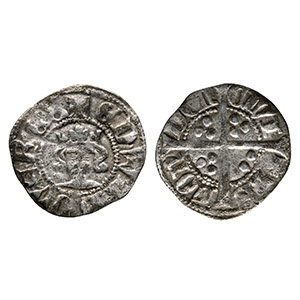 English Medieval Coins - Edward III - London - Long Cross AR Halfpenny