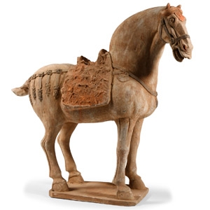 Large Chinese Tang Style Terracotta Saddled Horse