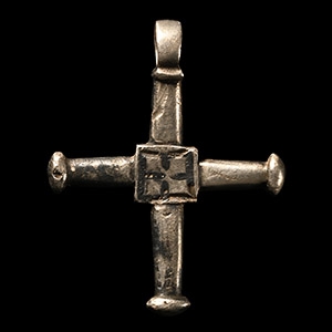 Medieval Silver Cross Pendant with Niello Inlay