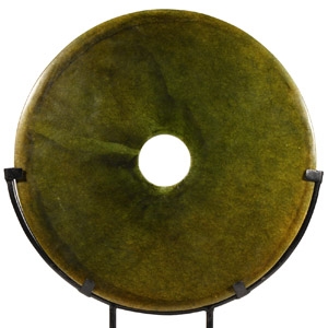 Large Chinese Green Stone Bi Disc
