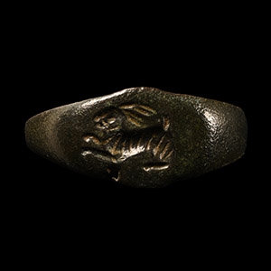 Roman Bronze Ring with Rabbit