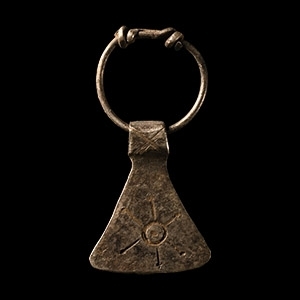 Viking Age Silver Broad Axe Pendant with Radiant Sun