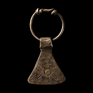 Viking Age Silver Broad Axe Pendant with Radiant Sun