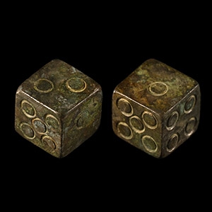 Roman Silver Gaming Dice Pair