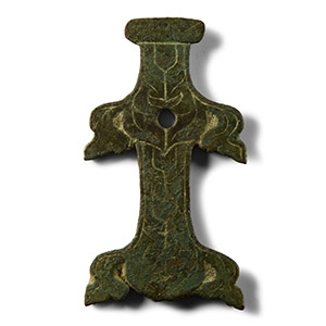 Late Anglo-Saxon Enamelled Bronze Mount with Dragon Heads