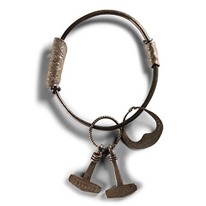Viking Age Silver Bracelet with Pendants and Amulets