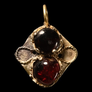 Western Asiatic Electrum Gold Pendant with Garnets