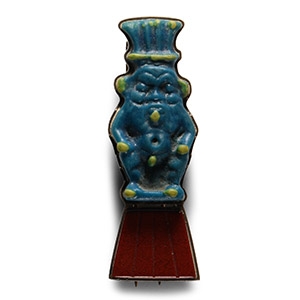 Egyptian Glass Bes Amulet in Gold Pin