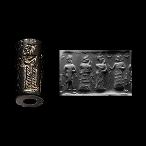 Old Babylonian Haematite Cylinder Seal with Presentation Scene