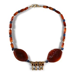 Western Asiatic Bead Necklace with Gold Pendant