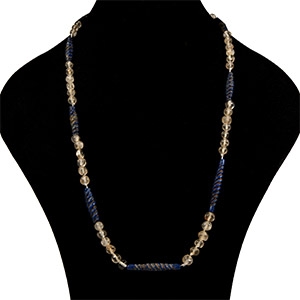 Bactrian Lapis Lazuli Spiral and Rock Crystal Bead Necklace