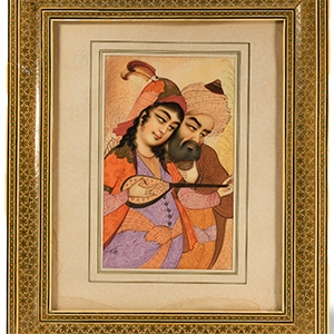 Persian Framed Painting of Lovers