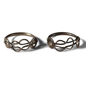 Iron Age Celtic Coiled Silver Bracelet Pair