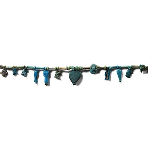 Faience Bead Necklace String with Amulets