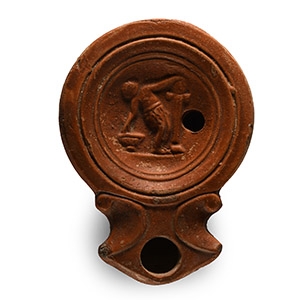 Roman Terracotta Oil Lamp with Figure