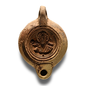 Roman Terracotta Oil Lamp with Frontal Bust