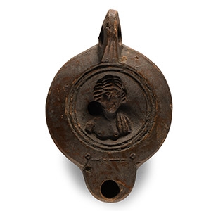 Roman Terracotta Oil Lamp with Facing Bust
