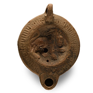 Roman Terracotta Oil Lamp with Lion