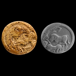 Western Asiatic Jasper Stamp Seal with Contest Scene