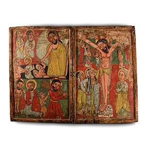 Ethiopian Diptych with Passion and Resurrection of Christ