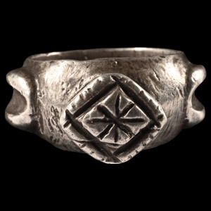 Western Asiatic Silver Ring with Quatrefoil Bezel