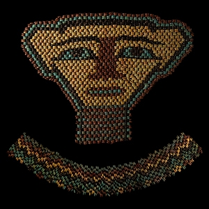 Faience Bead Mummy Mask with Collar