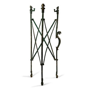 Roman Bronze Folding Tripod Table with Busts of Bacchus and Panther