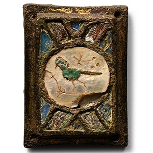 Byzantine Bronze Plaque with Bird Inlay