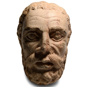 Medieval Romanesque Marble Head of a Saint