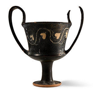 South Italian Blackware Wine Kantharos with Vine
