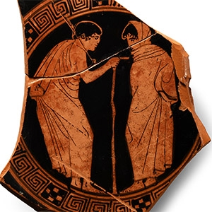 Greek Red-Figure Fragment with Draped Figures