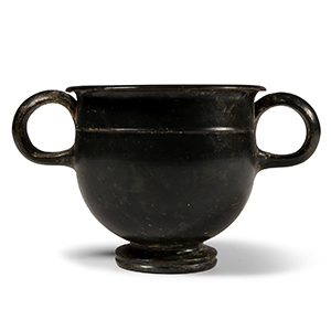 Greek Double-Handled Blackware Wine Cup