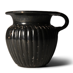 Greek Apulian Single-Handled Fluted Blackware Wine Cup